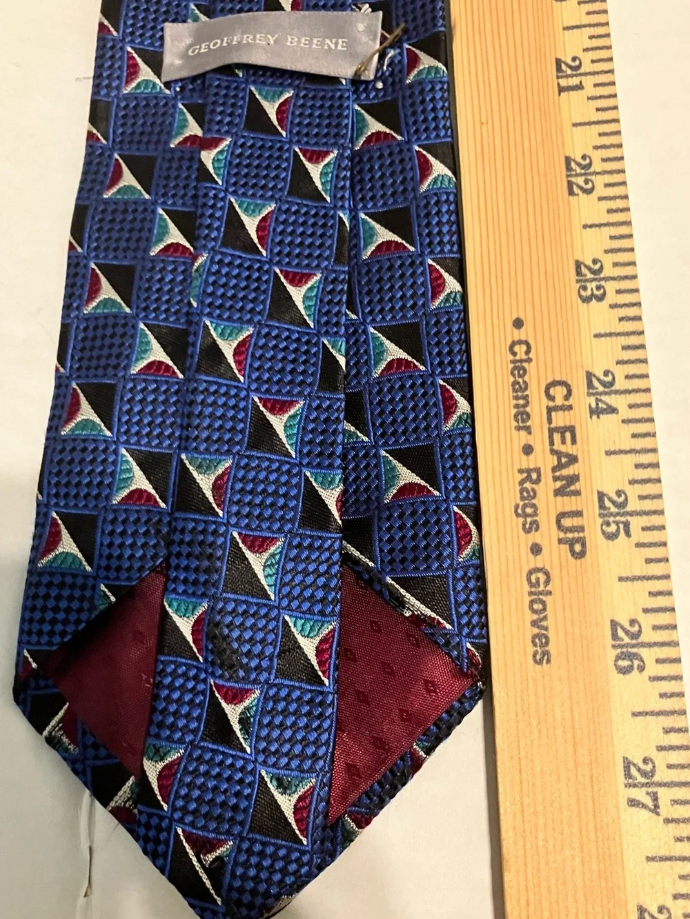 Geoffrey Beene Blue Geometric Triangle Pattern Tie